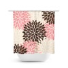 Pink Brown Tan Floral Shower Curtain, Feminine Bath Curtain for Brown Pink Bathroom and Girls Bathroom