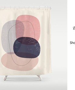 Pink Bule Color Blocks Shower Curtain - Waterproof Extra Heavy Quality Curtains - Minimalist Style Modern Art