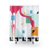 Pink Flamingo Abstract Mid Century Modern Shower Curtain - Retro Design for a Pop of Color