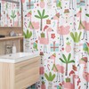 Pink Flamingo Christmas Shower Curtain, Retro holiday Decor for Funky Bath