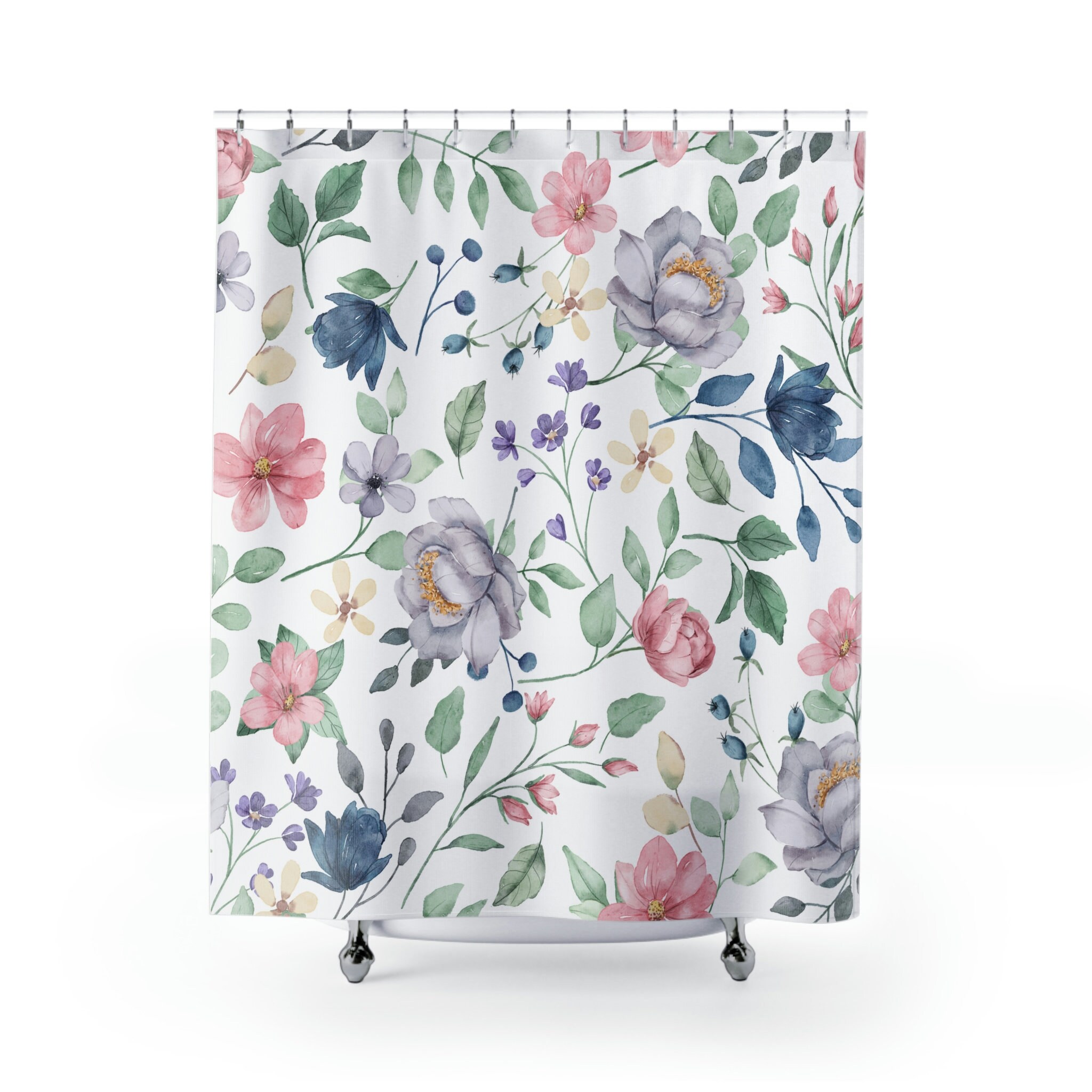 Pink Floral Shower Curtain with Boho and Farmhouse Touch - Image 2