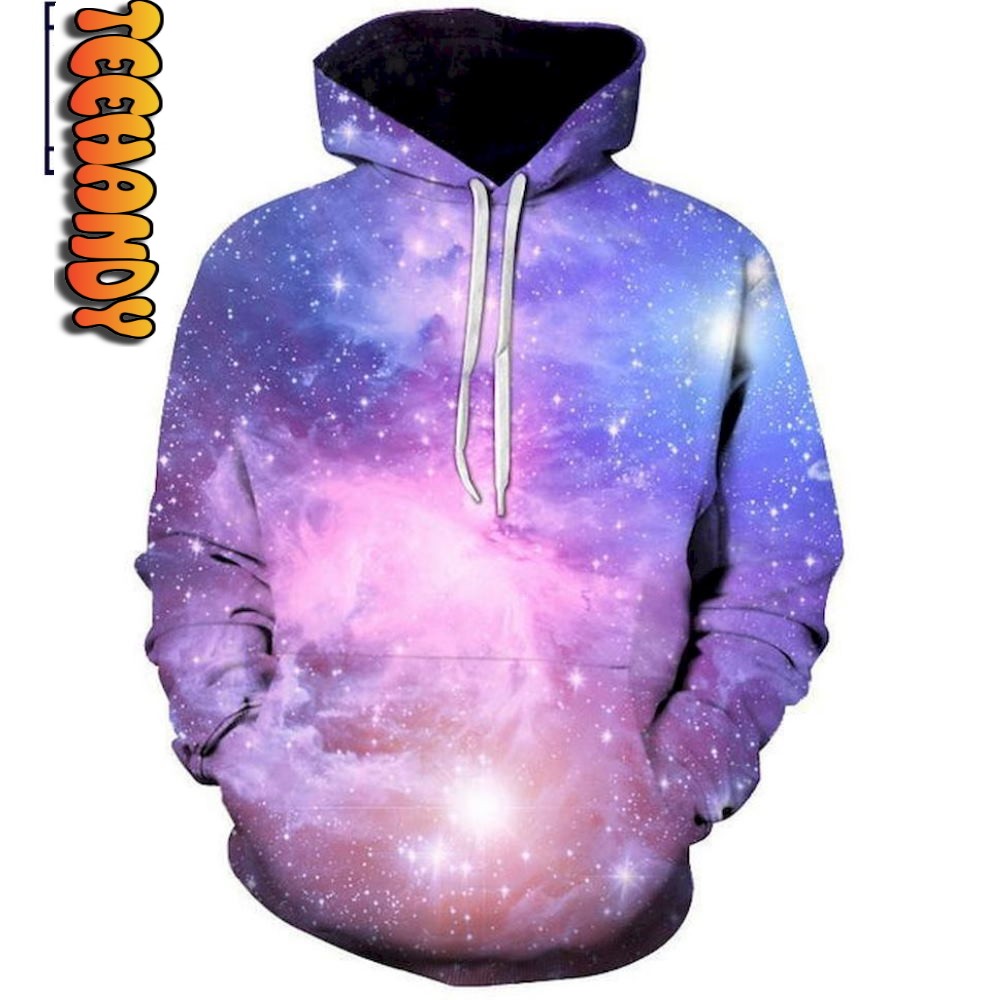 Pink Galaxy Hippie All Over Print 3D Hoodie with Cosmic Design