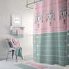 Pink Green Boho Bull Skull Shower Curtain, Optional Bath Mat and Towels, Bathroom Set, Unique Bohemian Decor