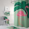 Pink Green Flamingo Shower Curtain | Tropical Bathroom Decor, Colorful Shower Curtains