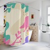 Pink Leaves Retro Shapes Shower Curtain or Mat | Minimalistic Contemporary Art | Apartment Bathroom Curtain
