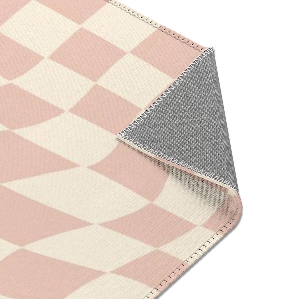 Pink Pastel Swirly Retro Aesthetic Rug with Non-Slip Floor Mat for Soft Living Room or Kids Room - Image 3