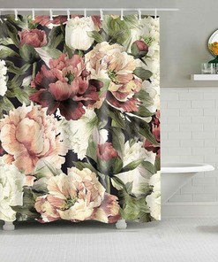 Pink Peony Shower Curtain | Floral Fabric Bathroom Curtain | Home Bathroom Decor | Bath Accessories