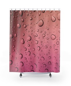Pink & Rose Gold Ombre Water Droplets Shower Curtain | Modern Bathroom Decor | Raindrop Design | Unique Shower Curtains