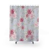 Pink Roses on Gray Shower Curtain | Contemporary Floral Pattern | Girls' Bathroom Decor | Bath Curtain