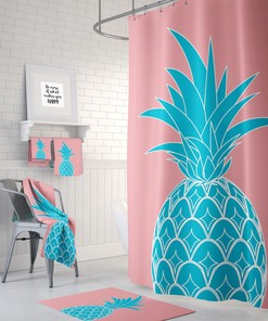 Pink Turquoise Pineapple Shower Curtain, Bring Tropical Fun to Your Bathroom Decor