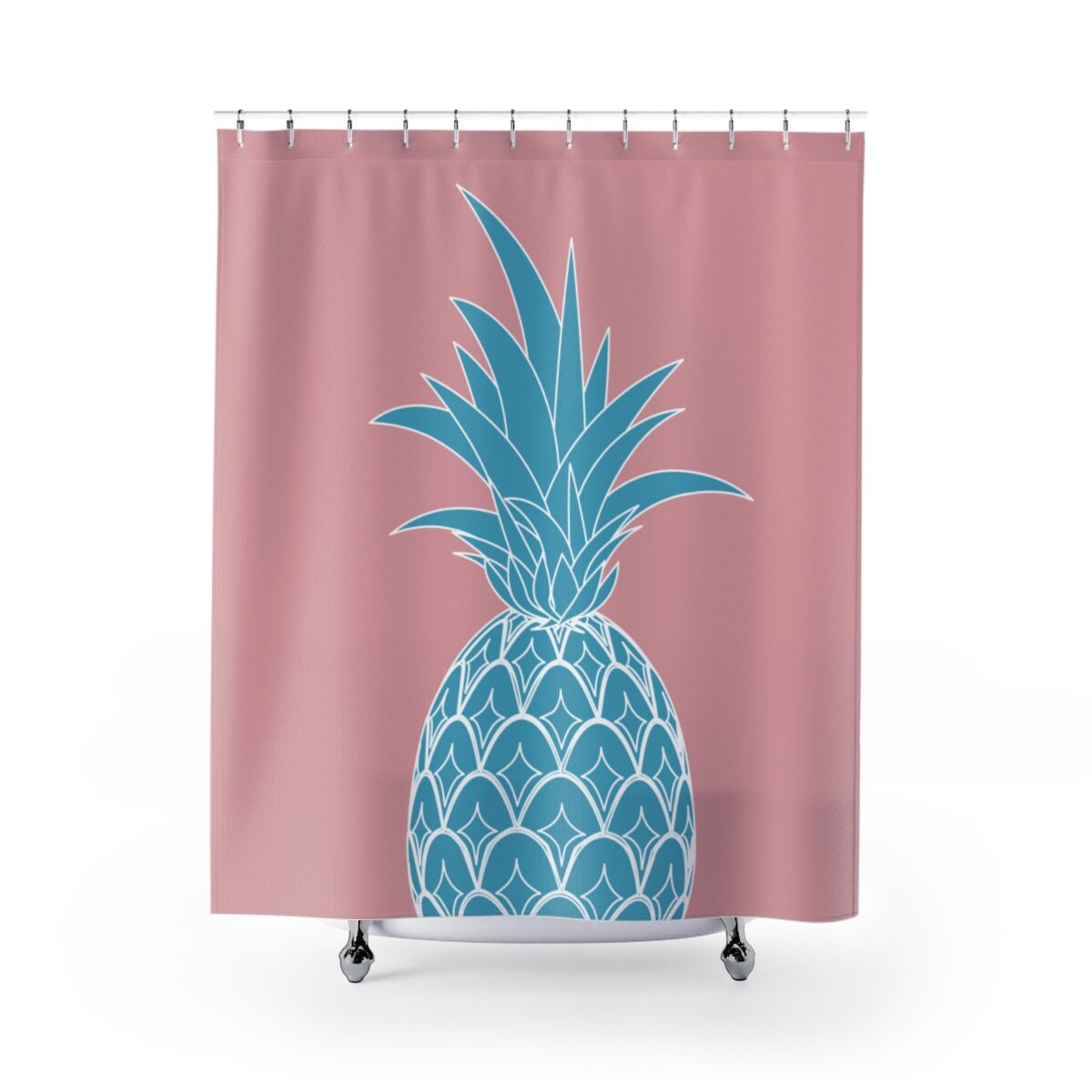 Pink Turquoise Pineapple Shower Curtain, Bring Tropical Fun to Your Bathroom Decor - Image 2