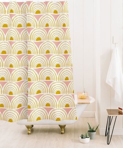 Pink and Gold Geometric Shower Curtain with Boho Style, Adds a Touch of Glamour to Your Bathroom Decor, Bath Curtain
