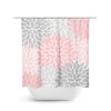 Pink and Gray Shabby Chic Shower Curtain, Elegant Floral Bath Decor for Pink Bathroom with Fabric Material