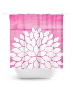 Pink and White Flower Shower Curtain for a Girly Farmhouse Bathroom