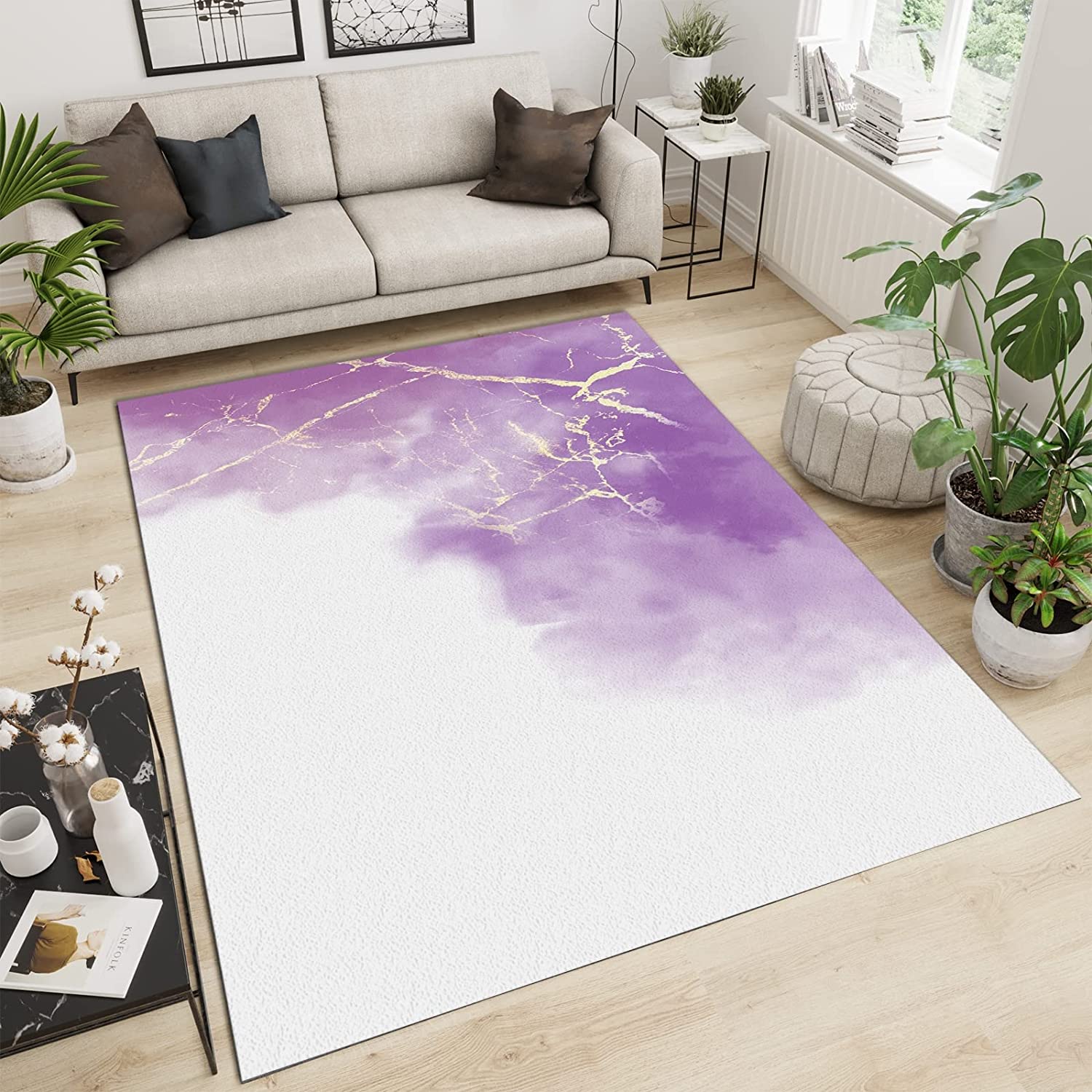 Pink and White Gradient Simple Area Rugs with Fine Pile High Density - Adding Softness and Warmth to Your Playroom