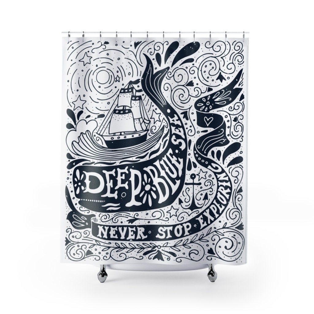 Pirate Anchor Ship Shower Curtain | Ocean Nautical Theme, Bathroom Curtain | Restroom Shower Curtain | Home Bath Decor