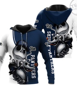 Pittsburgh Panthers Jack Skellington and Zero 3D Hoodie in All Over Print