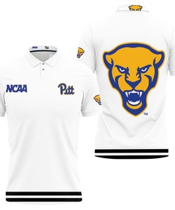 Pittsburgh Panthers NCAA Classic White 3D All Over Print Polo Shirt with Mascot Logo for College Sports Fans