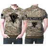 Pittsburgh Penguins Camouflage Veteran American Flag Personalized 3D All Over Print Polo Shirt