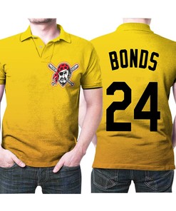 Pittsburgh Pirates Throwback Jersey-Inspired Polo Shirt: Barry Bonds #24 in Yellow Color