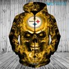 Pittsburgh Steelers Burning Skull Logo All Over Print Zip Up Hoodie