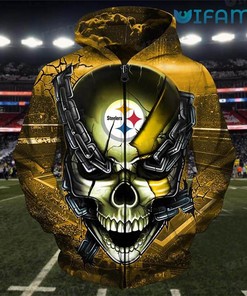 Pittsburgh Steelers Chained Skull Acrisure Stadium All Over Print Hoodie