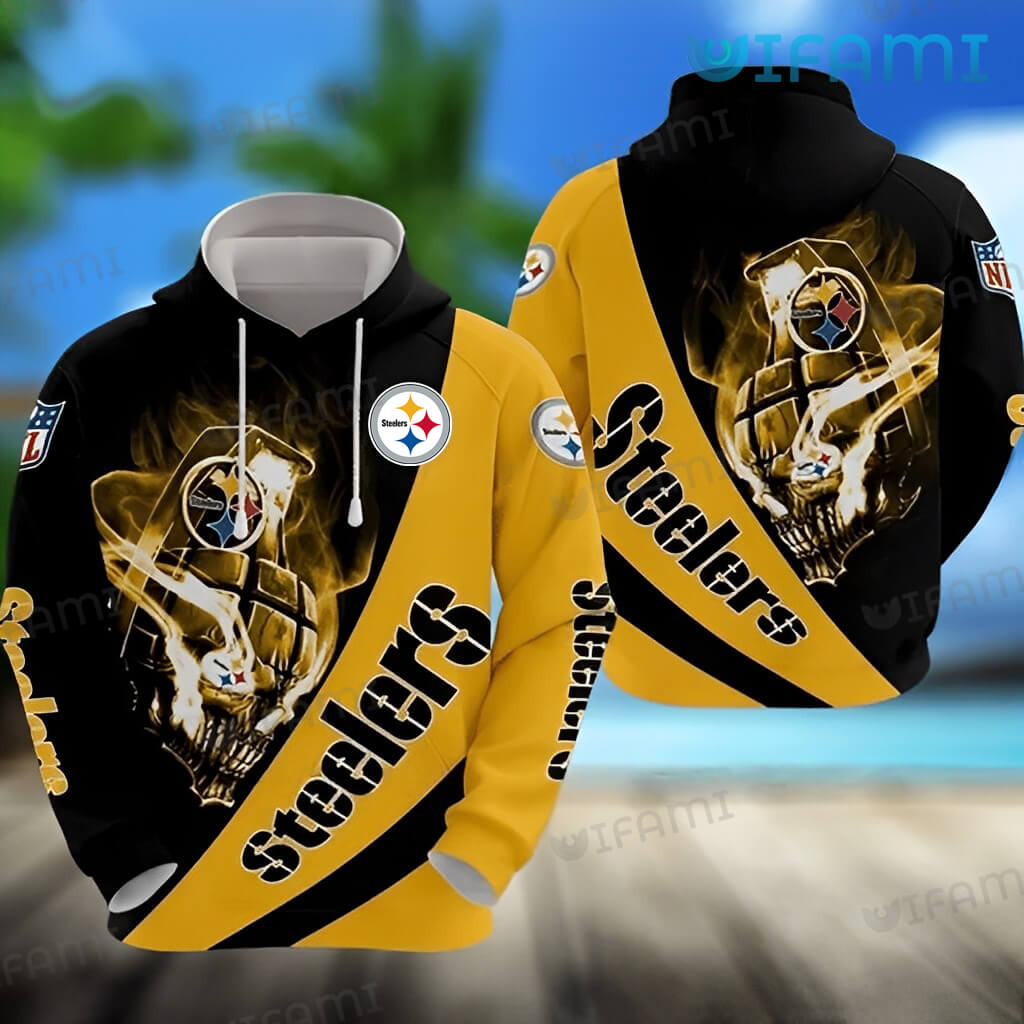 Pittsburgh Steelers Cool All Over Print Hoodie with Skull Grenade
