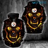Pittsburgh Steelers Cool Skull All Over Print Hoodie with Logo