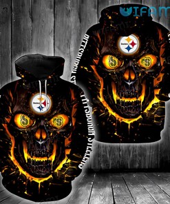 Pittsburgh Steelers Cool Skull All Over Print Hoodie with Logo