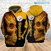 Pittsburgh Steelers Floral Skull All Over Print Hoodie