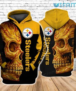 Pittsburgh Steelers Floral Skull All Over Print Hoodie