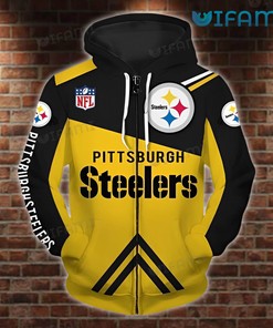 Pittsburgh Steelers Full-Zip Hoodie 3D Color Block NFL Logo for Fans