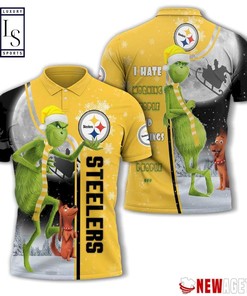 Pittsburgh Steelers Grinch Steals Christmas with Breathable Fabric Polo Shirt