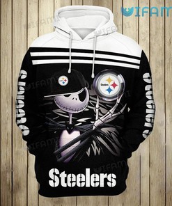 Pittsburgh Steelers Hoodie with Jack Skellington Holding Logo All Over Print 3D Design