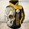 Pittsburgh Steelers Skull Floral Pattern All Over Print 3D Hoodie