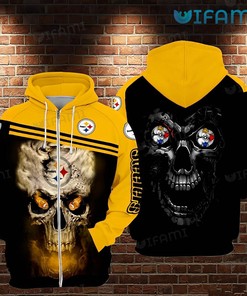Pittsburgh Steelers Unique Death Skull All Over Print Zip Up Hoodie