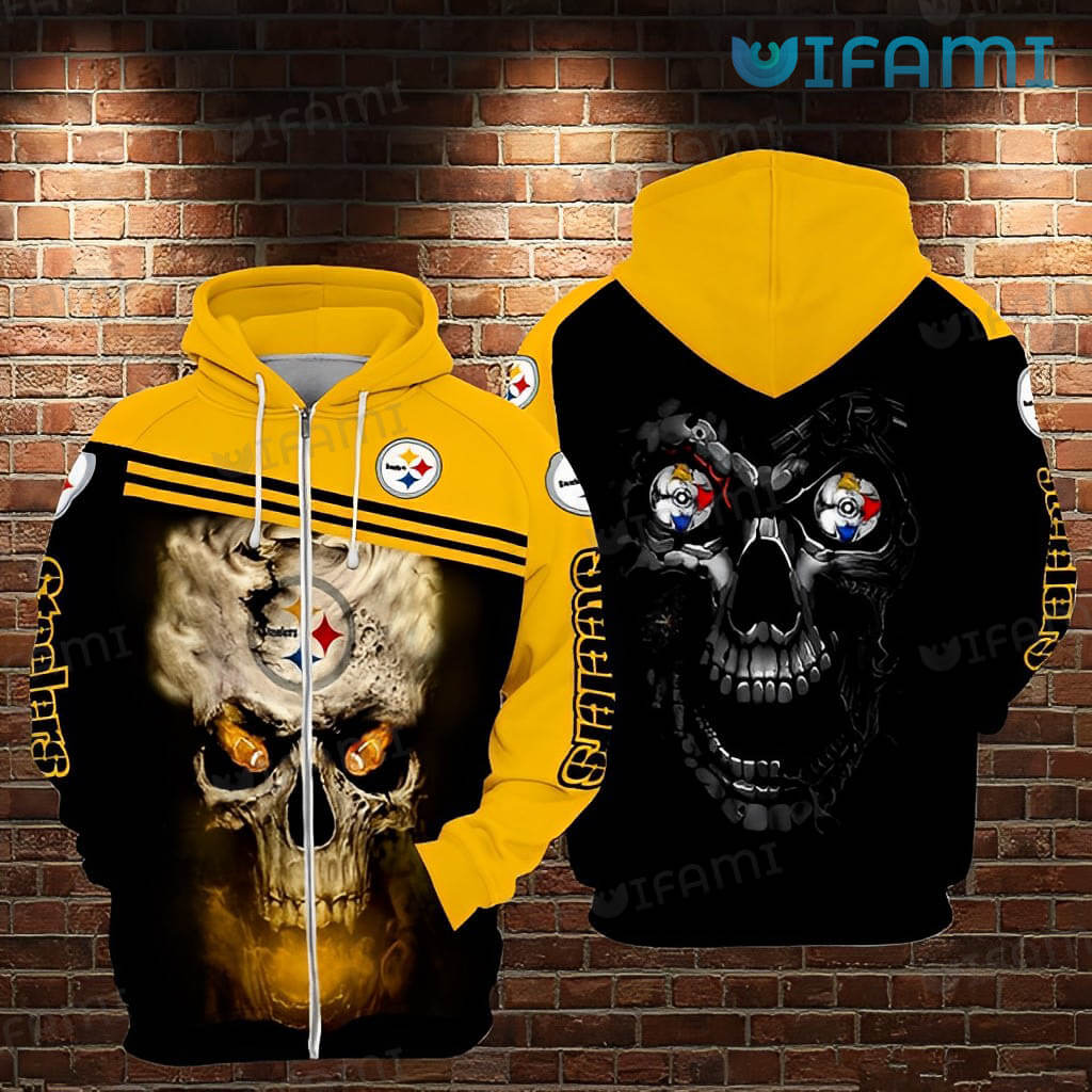 Pittsburgh Steelers Unique Death Skull All Over Print Zip Up Hoodie