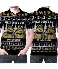 Pizza Dudes Got 30 Seconds Ninja Turtle Ugly Christmas 3D All Over Print Polo Shirt for Athleisure Fans