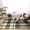 Plaid 70s Style Orange Blue Brown Beige Herringbone Area Rug - Modern Carpet Non-Slip Home Décor