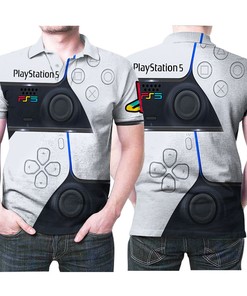 Playstation 5 Gaming Controller 3D All Over Print Polo Shirt for Gamers with Breathable Fabric
