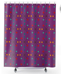 Plum Atomic Starburst Mid Century Modern Shower Curtain - Centuries Old Design with a Modern Twist