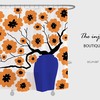 Plum Blossom Shower Curtain, Customized Sizes Water Repelling Set, Floral Vase Waterproof Abstract Bathroom Set