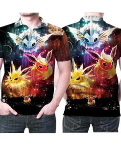 Pokemon Eevee Evolutions Japanese Galaxy Pattern 3D All Over Print Polo Shirt for Fans with All Over Print