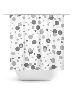 Polka Dot Curtain, Gray Shower Curtain, Geometric Bath Curtain, Gray Bathroom, Fabric Shower Curtain