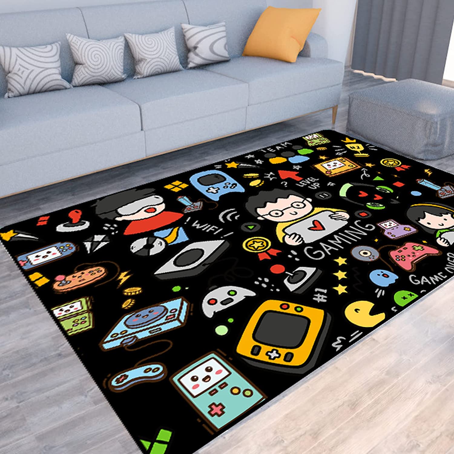 Polyester Mat T-Shirt, Hoodie, Sweatshirt: Game Rug Teen Boys Carpet with Game Controller Decoration