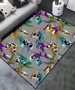 Polyester Mat T-Shirt, Hoodie, Sweatshirt: Large Gaming Room Rugs for Boys with Game Controller Decoration