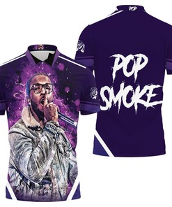Pop Smoke 2020 Violet Neon Lights American Rapper 3D All Over Print Polo Shirt with Personalized All Over Print