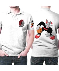 Portland Trail Blazers Basketball Classic Mascot Logo Polo Collar 3D T-shirt for Athleisure