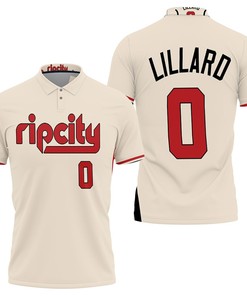 Portland Trail Blazers Damian Lillard 0 2020 Nba White Rip City Jersey Inspired Polo Shirt Personalized All Over Print