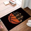 Positive Words Black Backdrop Orange Basketball Sport Personalized Area Rug for Boys' Room and Living Room Decoration